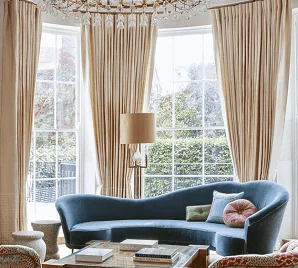 Elegant upholstered sofa in a modern living room in Doha
